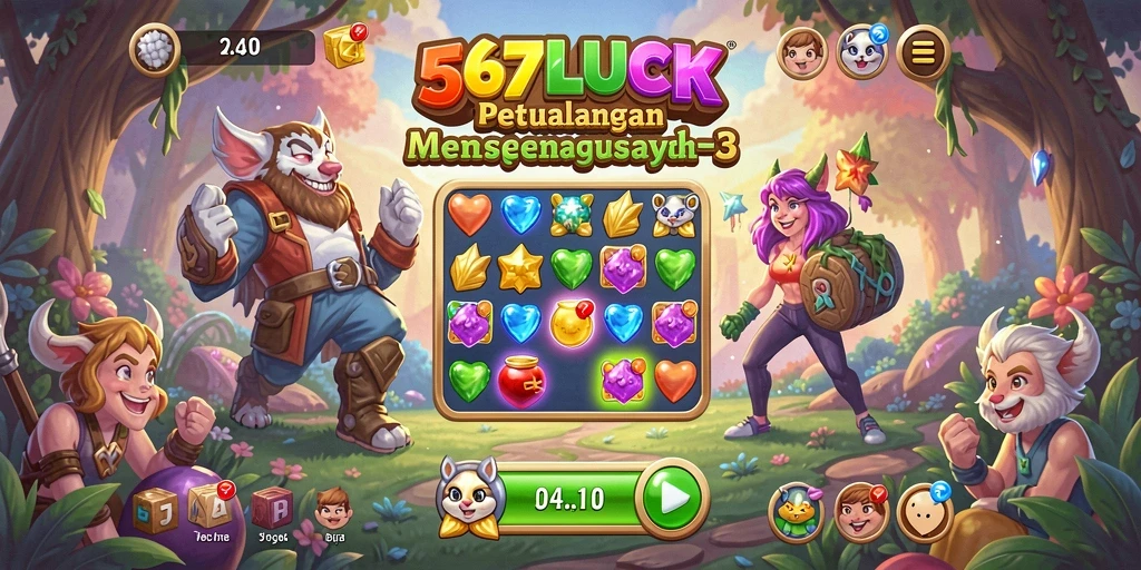 Screenshot gameplay 567LUCK dengan tampilan menarik dari level Match-3.