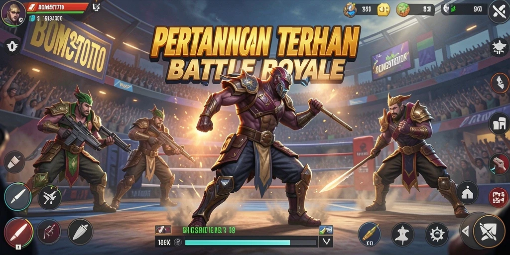 Screenshot menampilkan aksi seru dalam game Battle Royale BOM29TOTO.