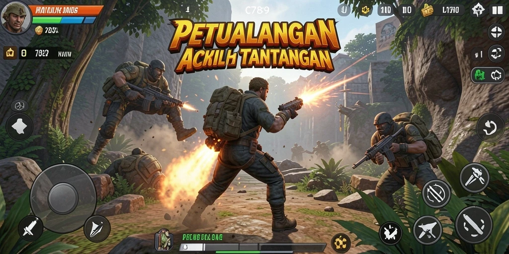 Tampilan gameplay dinamis dari C789 yang menampilkan pertempuran seru.