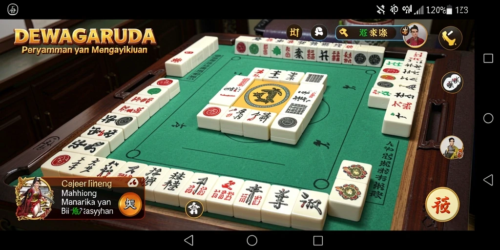 Tangkapan layar game DEWAGARUDA menampilkan suasana bermain Mahjong yang seru.