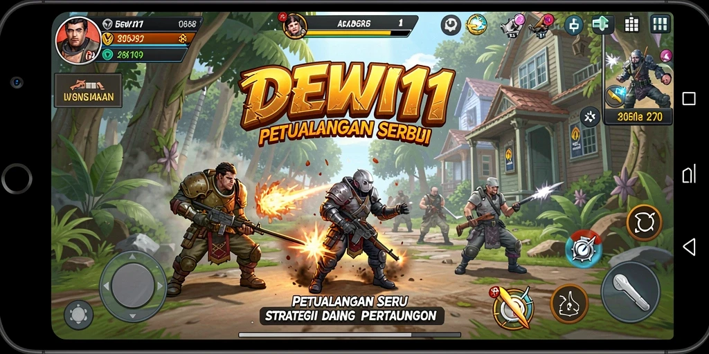 Tampilan gameplay menarik dari DEWI11, menunjukkan pertempuran strategis.
