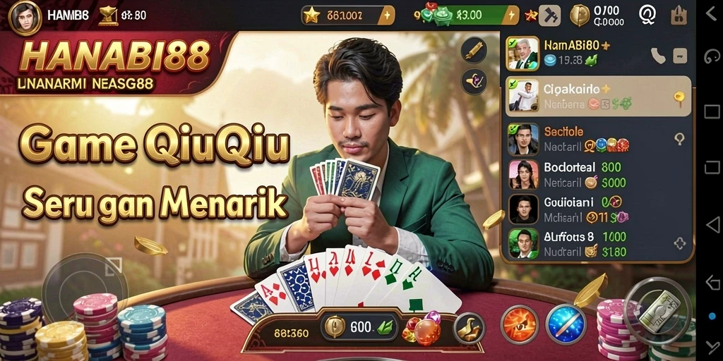 Screenshot utama HANABI88 menampilkan gameplay QiuQiu yang seru.