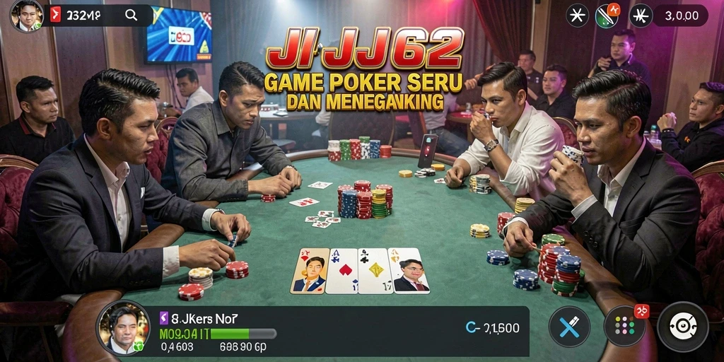 Screenshot gameplay JJ62 menampilkan aksi seru permainan Poker.