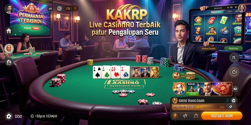 Tampilan menarik dari gameplay Live Casino KAKRP dengan dealer langsung.