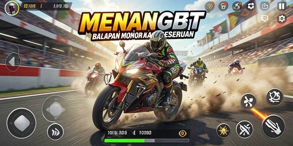 Screenshot MENANGBET menampilkan balapan motor yang mendebarkan.