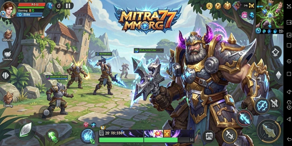 Screenshot menampilkan berbagai aksi seru dalam gameplay MMORPG.