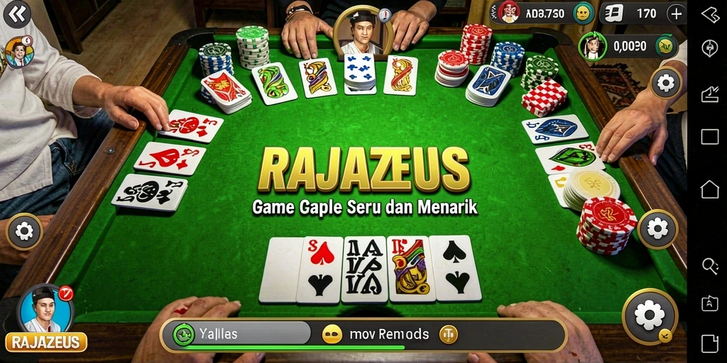 Gameplay seru dari RAJAZEUS yang membuat permainan Gaple semakin menarik.