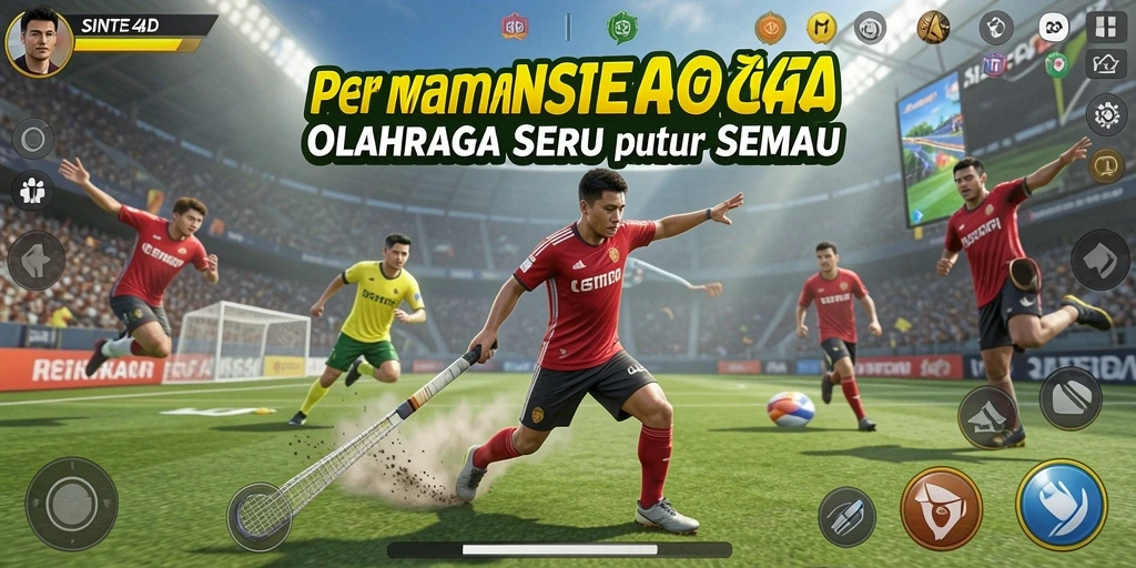 Screenshot utama SINTE4D menampilkan aksi mendebarkan dalam permainan olahraga.