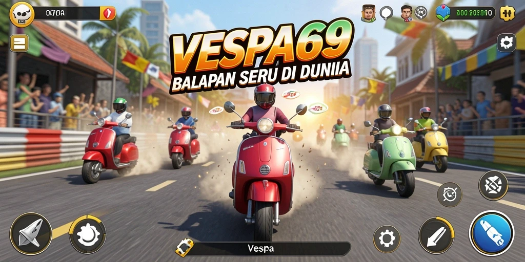 Gameplay seru VESPA69 dengan balapan yang mendebarkan.