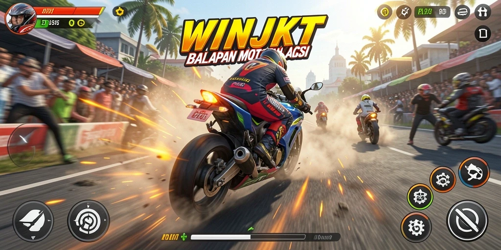 Gameplay balapan motor yang mendebarkan dan penuh aksi.